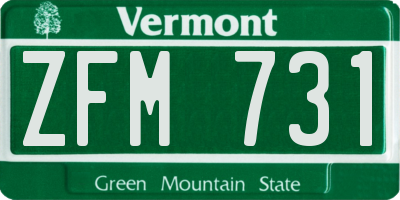 VT license plate ZFM731
