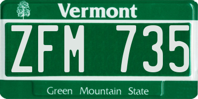 VT license plate ZFM735
