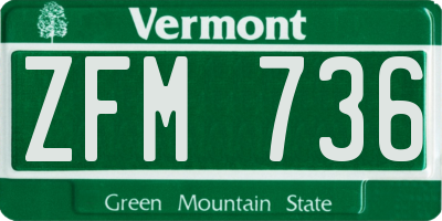 VT license plate ZFM736