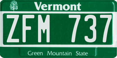 VT license plate ZFM737