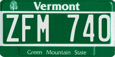 VT license plate ZFM740