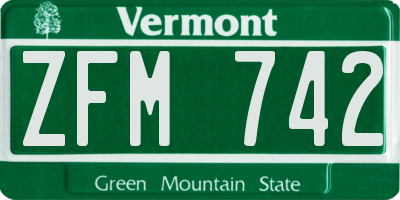 VT license plate ZFM742
