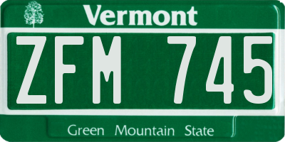 VT license plate ZFM745