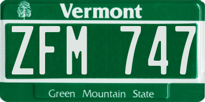 VT license plate ZFM747
