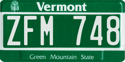VT license plate ZFM748