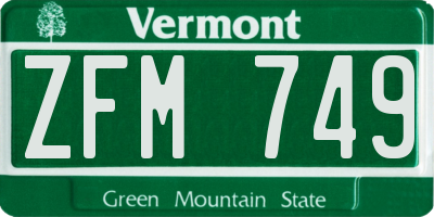 VT license plate ZFM749