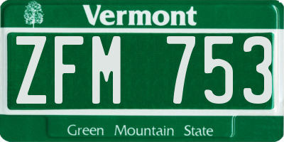 VT license plate ZFM753