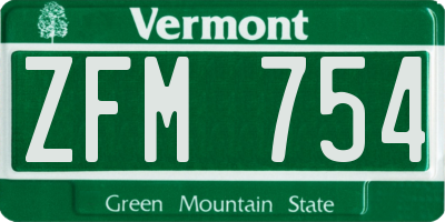 VT license plate ZFM754