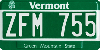 VT license plate ZFM755
