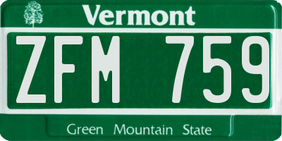 VT license plate ZFM759