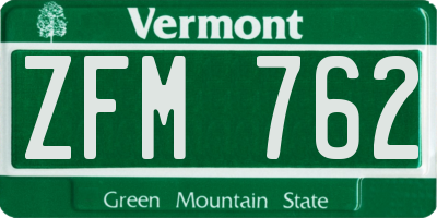 VT license plate ZFM762