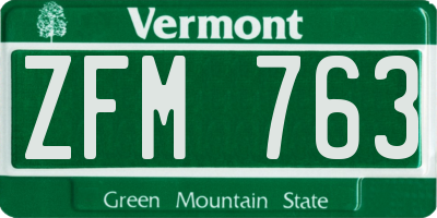 VT license plate ZFM763
