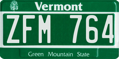 VT license plate ZFM764