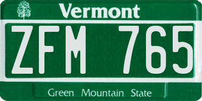 VT license plate ZFM765