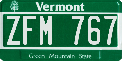 VT license plate ZFM767