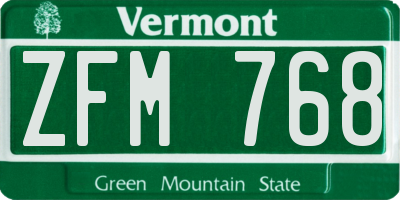 VT license plate ZFM768