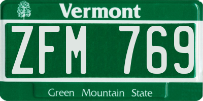 VT license plate ZFM769