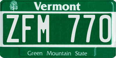 VT license plate ZFM770