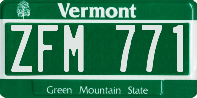 VT license plate ZFM771