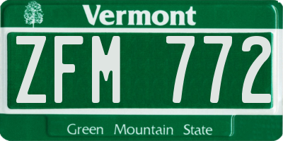 VT license plate ZFM772