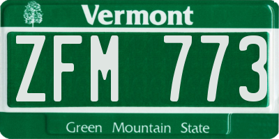 VT license plate ZFM773