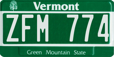 VT license plate ZFM774
