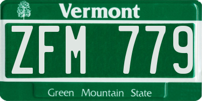 VT license plate ZFM779