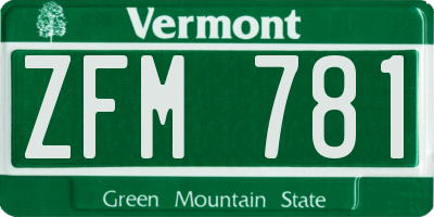 VT license plate ZFM781