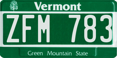 VT license plate ZFM783