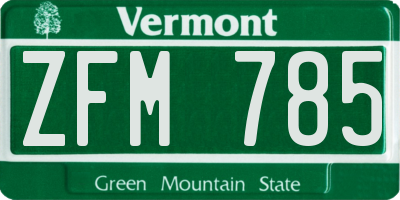 VT license plate ZFM785