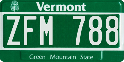 VT license plate ZFM788