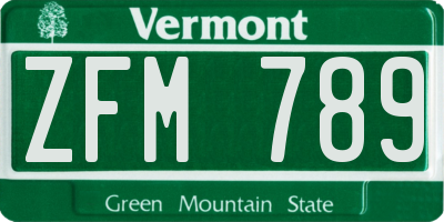 VT license plate ZFM789