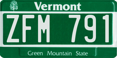 VT license plate ZFM791