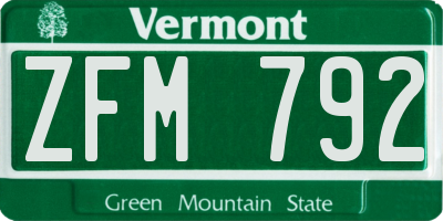 VT license plate ZFM792