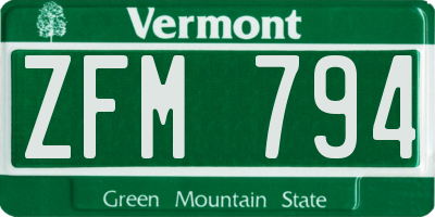 VT license plate ZFM794
