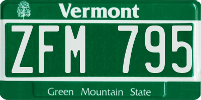 VT license plate ZFM795