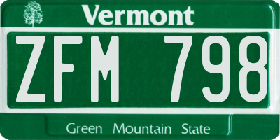 VT license plate ZFM798