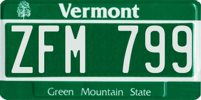 VT license plate ZFM799