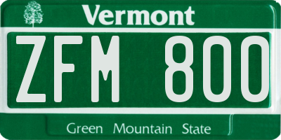 VT license plate ZFM800