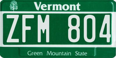 VT license plate ZFM804