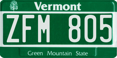 VT license plate ZFM805