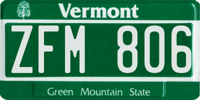 VT license plate ZFM806