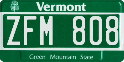 VT license plate ZFM808
