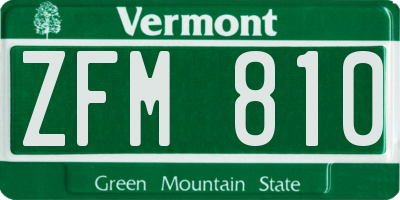 VT license plate ZFM810
