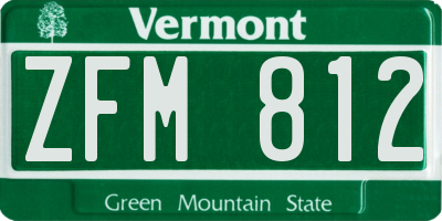 VT license plate ZFM812