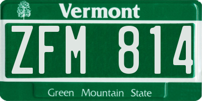 VT license plate ZFM814