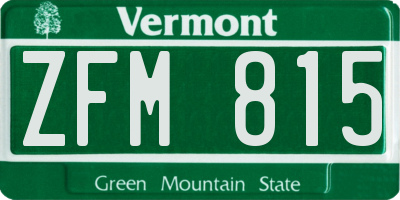 VT license plate ZFM815