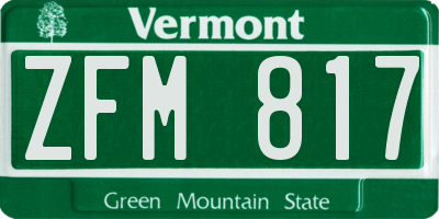 VT license plate ZFM817