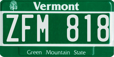 VT license plate ZFM818