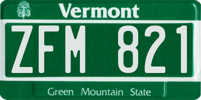VT license plate ZFM821